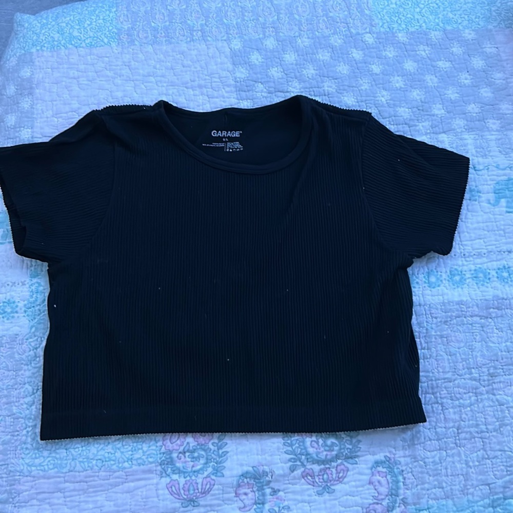 Black garage crop top